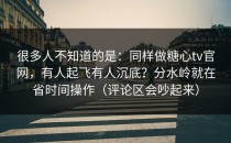 很多人不知道的是：同样做糖心tv官网，有人起飞有人沉底？分水岭就在省时间操作（评论区会吵起来）