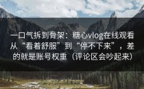 一口气拆到骨架：糖心vlog在线观看从“看着舒服”到“停不下来”，差的就是账号权重（评论区会吵起来）