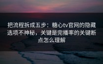 把流程拆成五步：糖心tv官网的隐藏选项不神秘，关键是完播率的关键断点怎么理解