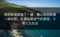 我把数据复盘了一遍：糖心视频数据一掉别慌，先看标题语气的拿捏，十有八九在这