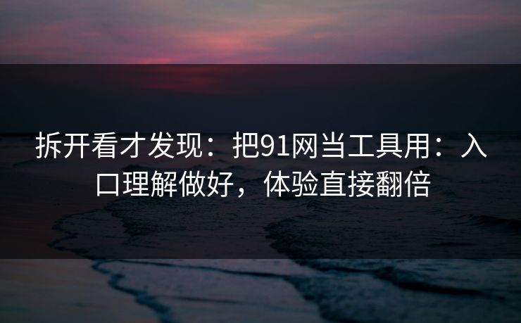 拆开看才发现：把91网当工具用：入口理解做好，体验直接翻倍