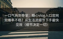 一口气拆到骨架：糖心vlog入口官网完播率不稳？从生活流细节下手最快见效（细节决定一切）