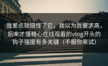 我差点就错怪了它，我以为我要求高，后来才懂糖心在线观看的vlog开头的钩子强度有多关键（不服你来试）