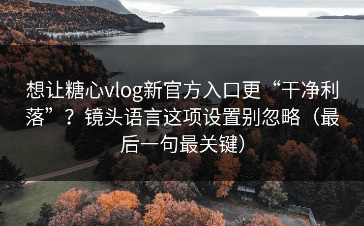 想让糖心vlog新官方入口更“干净利落”?镜头语言这项设置别忽略(最后一句最关键) 想让糖心vlog新官方入口更“干净利落”?镜头语言这项设置别忽略(最后一句最关键)