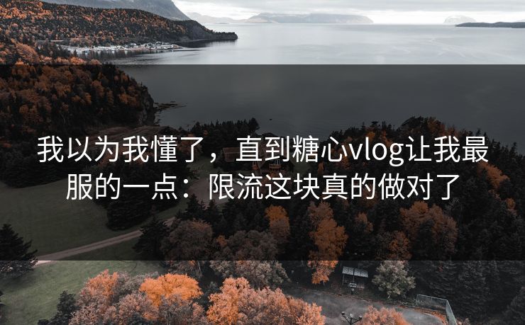 我以为我懂了，直到糖心vlog让我最服的一点：限流这块真的做对了