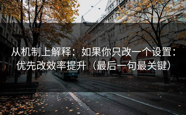 从机制上解释：如果你只改一个设置：优先改效率提升（最后一句最关键）