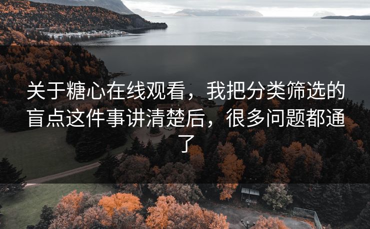 关于糖心在线观看，我把分类筛选的盲点这件事讲清楚后，很多问题都通了
