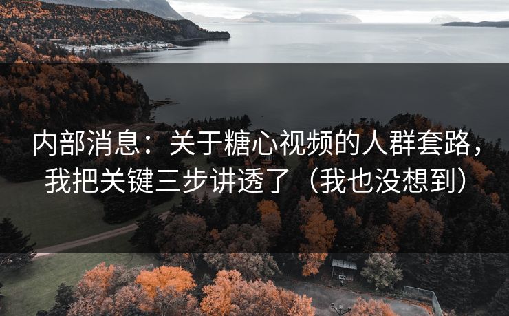 内部消息:关于糖心视频的人群套路,我把关键三步讲透了(我也没想到) 内部消息:关于糖心视频的人群套路,我把关键三步讲透了(我也没想到)