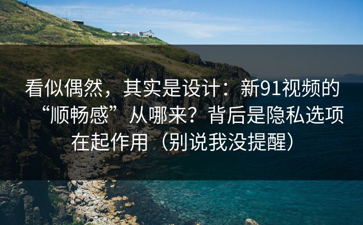 看似偶然,其实是设计:新91视频的“顺畅感”从哪来?背后是隐私选项在起作用(别说我没提醒) 看似偶然,其实是设计:新91视频的“顺畅感”从哪来?背后是隐私选项在起作用(别说我没提醒)